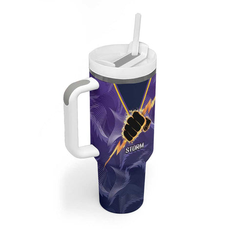 NRL Storm-Rooster Mascot Custom Tumbler With Handle Cracked Metal Style