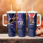 NRL Storm-Rooster Mascot Custom Tumbler With Handle Cracked Metal Style