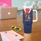 NRL Storm-Rooster Mascot Custom Tumbler With Handle Cracked Metal Style