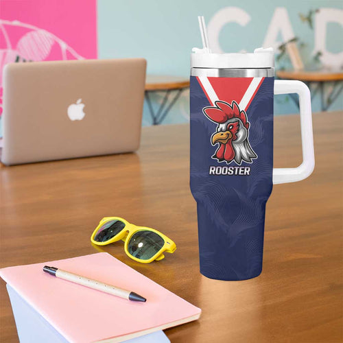 NRL Storm-Rooster Mascot Custom Tumbler With Handle Cracked Metal Style