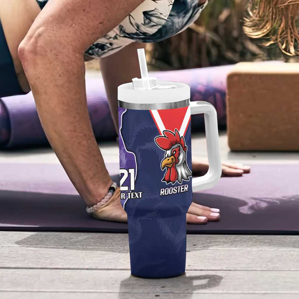 NRL Storm-Rooster Mascot Custom Tumbler With Handle Cracked Metal Style