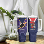NRL Storm-Rooster Mascot Custom Tumbler With Handle Cracked Metal Style