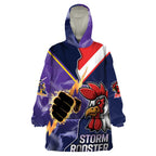 NRL Storm-Rooster Mascot Custom Wearable Blanket Hoodie Cracked Metal Style