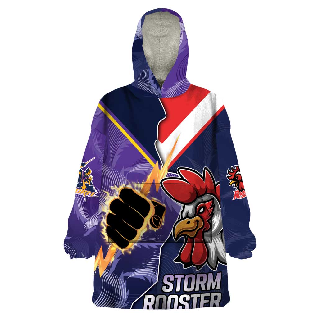 NRL Storm-Rooster Mascot Custom Wearable Blanket Hoodie Cracked Metal Style