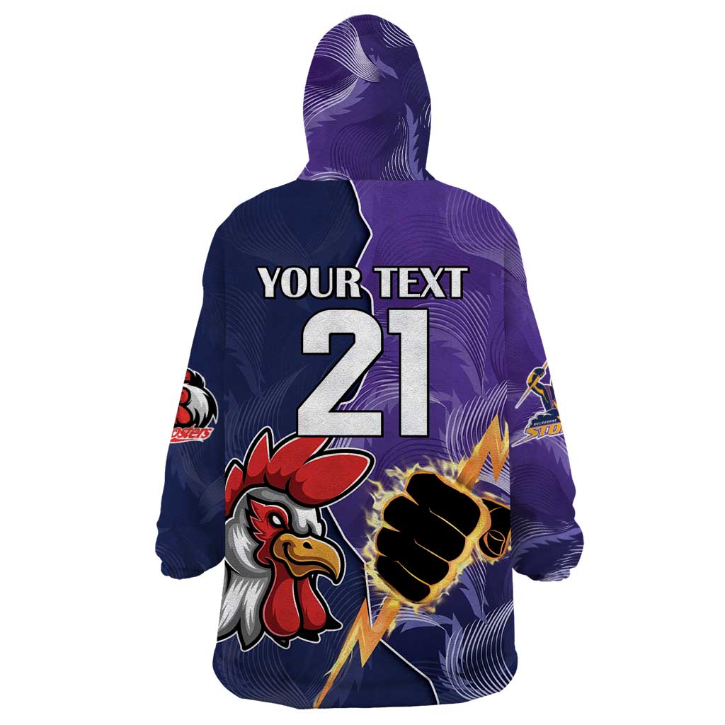 NRL Storm-Rooster Mascot Custom Wearable Blanket Hoodie Cracked Metal Style