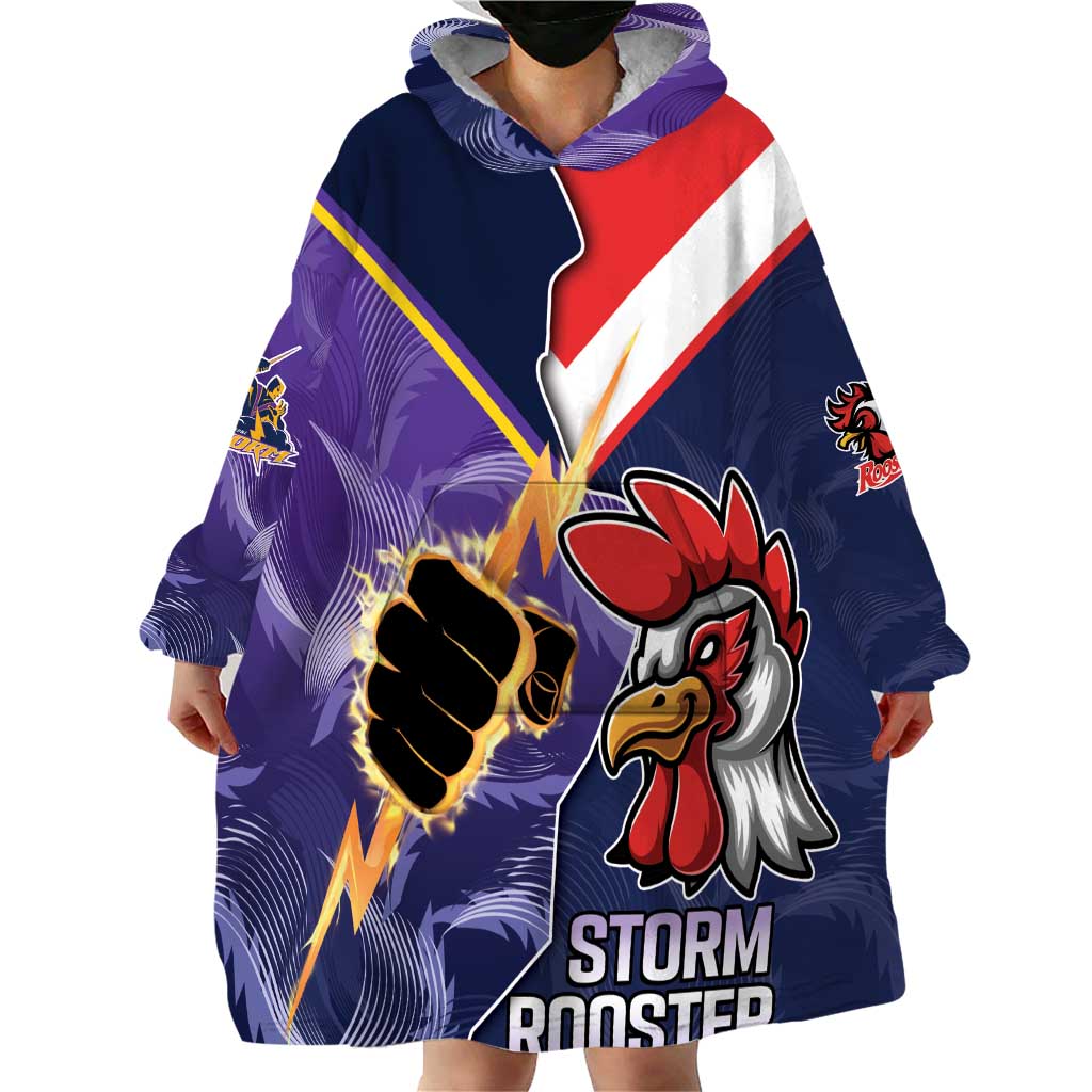 NRL Storm-Rooster Mascot Custom Wearable Blanket Hoodie Cracked Metal Style