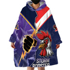 NRL Storm-Rooster Mascot Custom Wearable Blanket Hoodie Cracked Metal Style