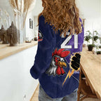 NRL Storm-Rooster Mascot Custom Women Casual Shirt Cracked Metal Style