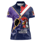 NRL Storm-Rooster Mascot Custom Women Polo Shirt Cracked Metal Style