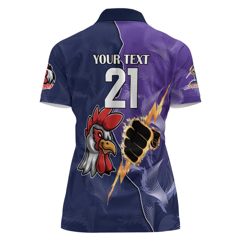 NRL Storm-Rooster Mascot Custom Women Polo Shirt Cracked Metal Style