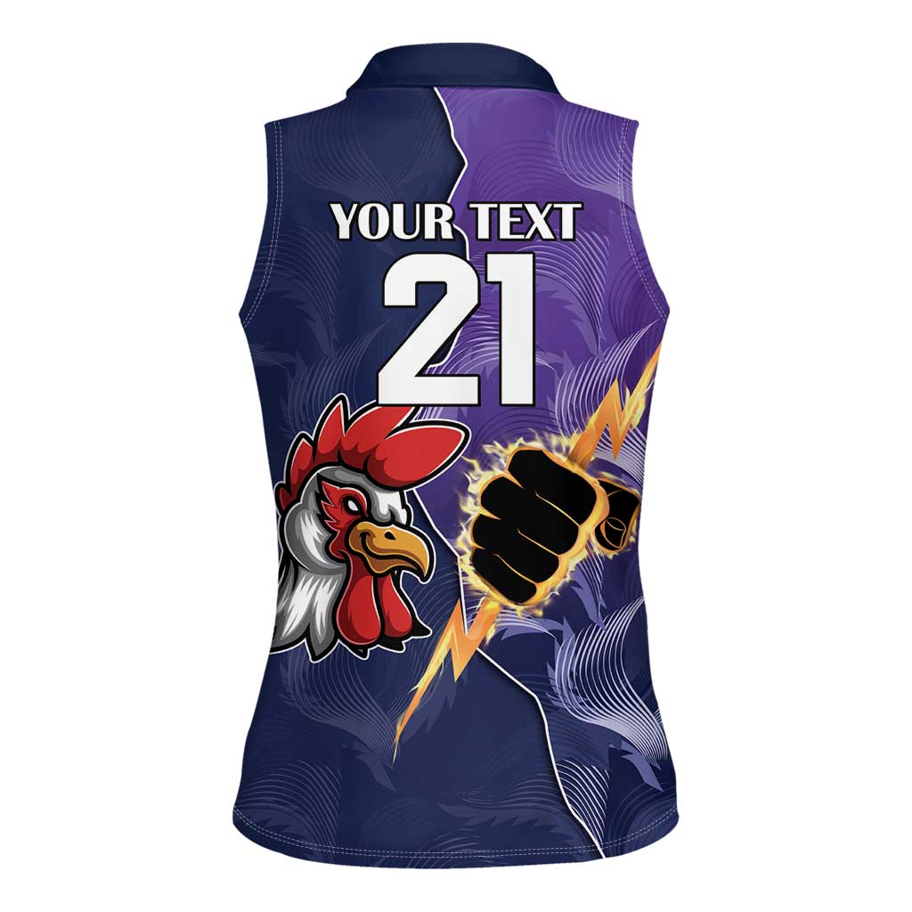 NRL Storm-Rooster Mascot Custom Women Sleeveless Polo Shirt Cracked Metal Style