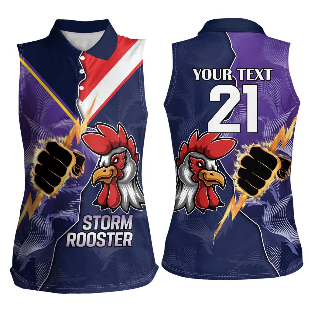 NRL Storm-Rooster Mascot Custom Women Sleeveless Polo Shirt Cracked Metal Style