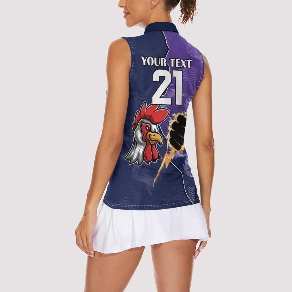 NRL Storm-Rooster Mascot Custom Women Sleeveless Polo Shirt Cracked Metal Style