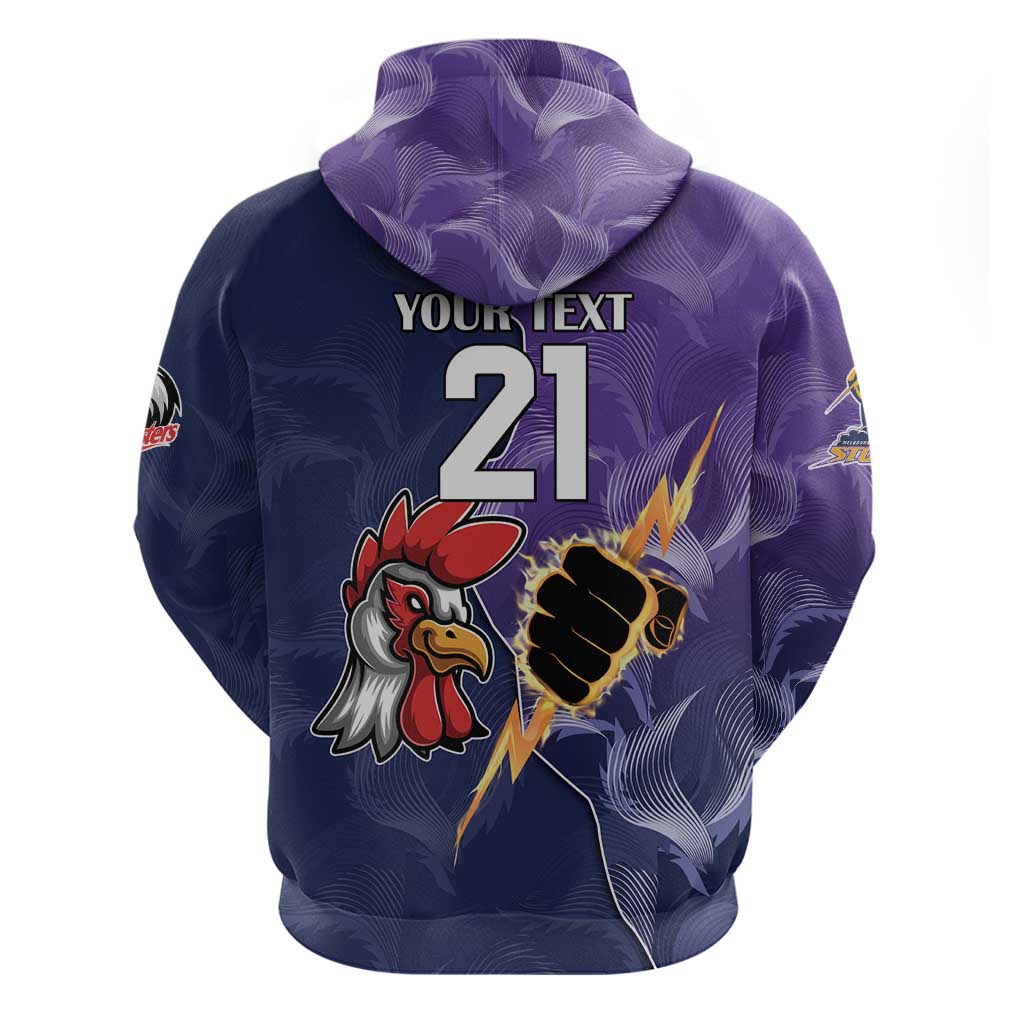 NRL Storm-Rooster Mascot Custom Zip Hoodie Cracked Metal Style