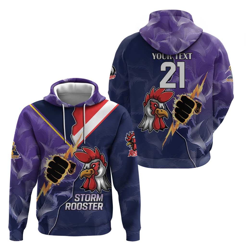 NRL Storm-Rooster Mascot Custom Zip Hoodie Cracked Metal Style