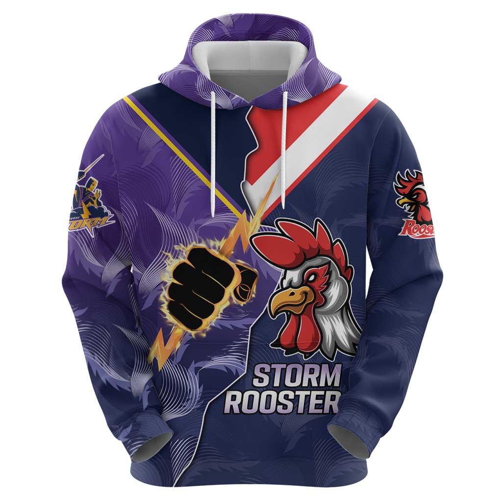 NRL Storm-Rooster Mascot Custom Zip Hoodie Cracked Metal Style