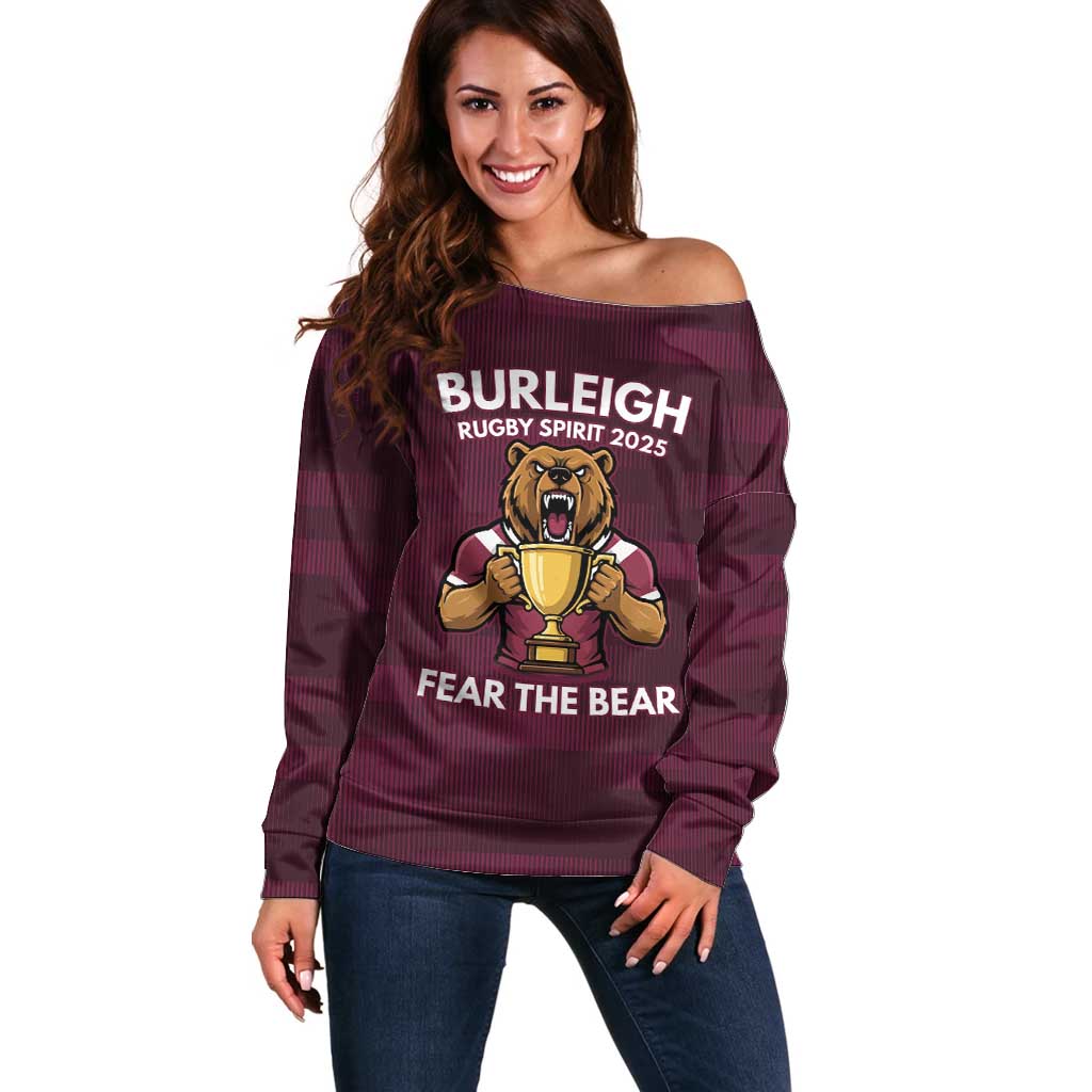 Pride of Burleigh Rugby Spirit Custom Off Shoulder Sweater Queensland Grand Final Edition 2025 - Aussie Hoodie