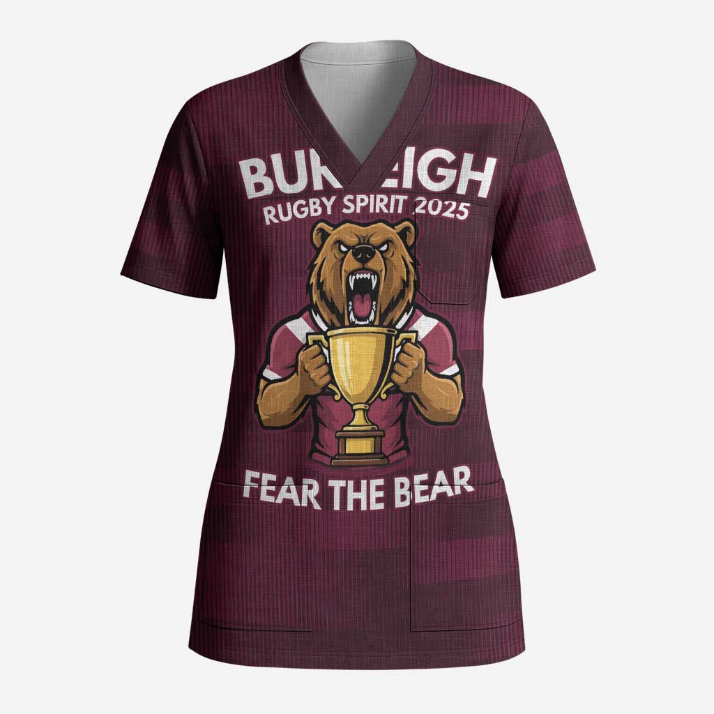 Pride of Burleigh Rugby Spirit Custom Scrub Top Queensland Grand Final Edition 2025 - Aussie Hoodie