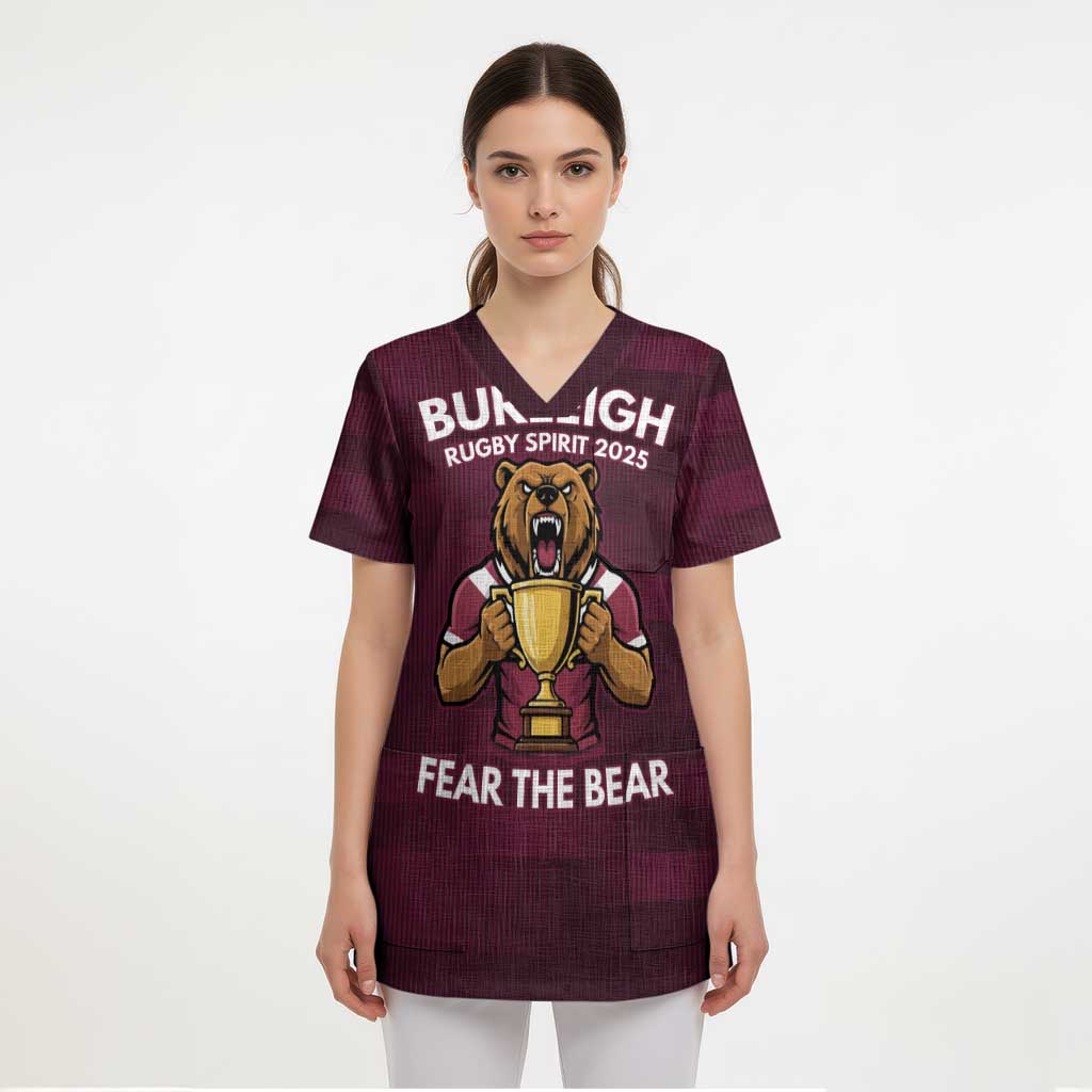 Pride of Burleigh Rugby Spirit Custom Scrub Top Queensland Grand Final Edition 2025 - Aussie Hoodie