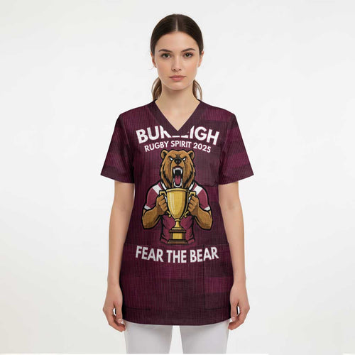 Pride of Burleigh Rugby Spirit Custom Scrub Top Queensland Grand Final Edition 2025 - Aussie Hoodie