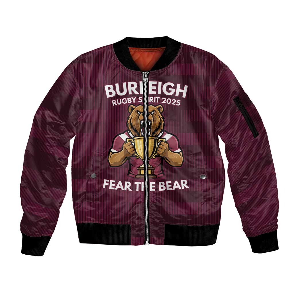Pride of Burleigh Rugby Spirit Custom Sleeve Zip Bomber Jacket Queensland Grand Final Edition 2025 - Aussie Hoodie