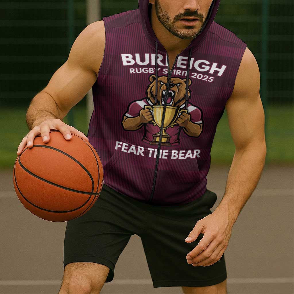 Pride of Burleigh Rugby Spirit Custom Sleeveless Zip Hoodie Queensland Grand Final Edition 2025 LT9