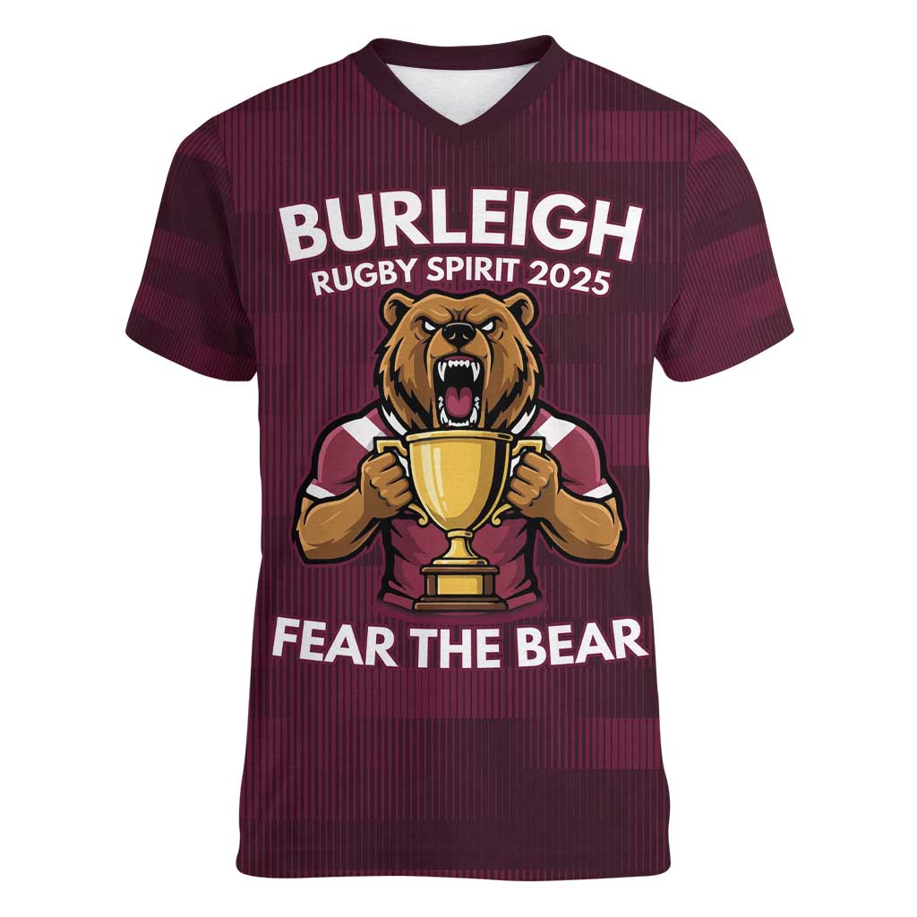 Pride of Burleigh Rugby Spirit Custom Women V-Neck T-Shirt Queensland Grand Final Edition 2025 - Aussie Hoodie