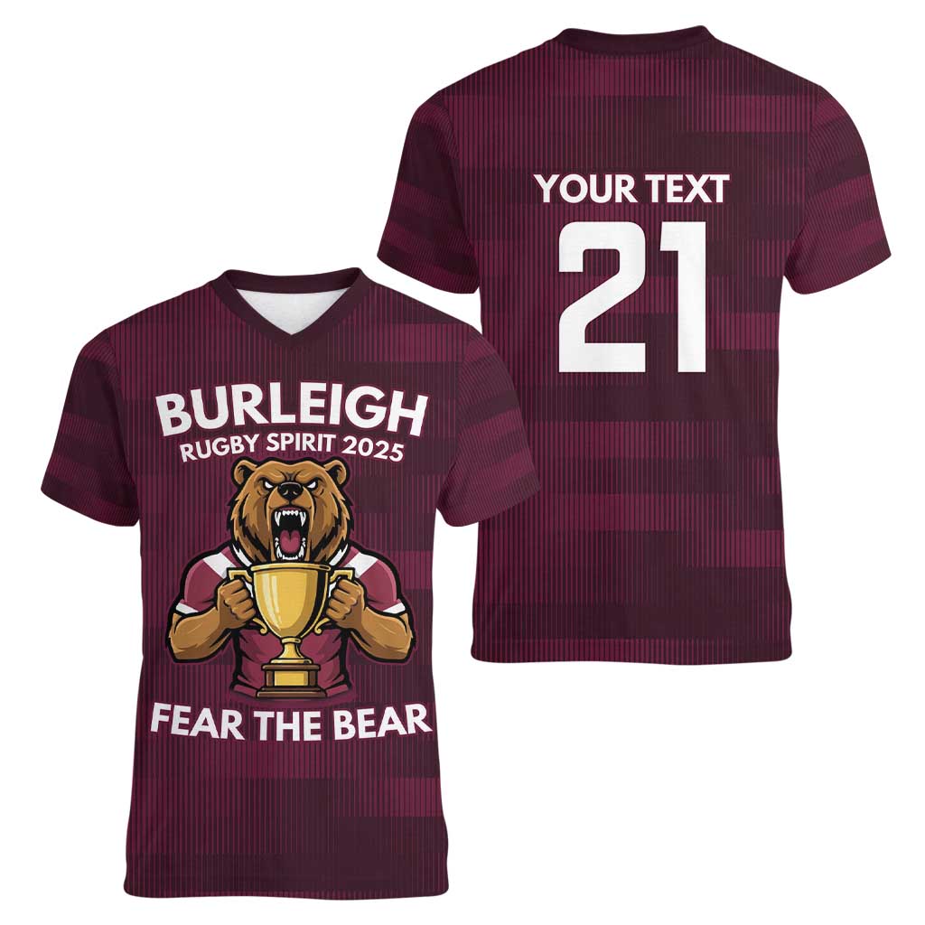 Pride of Burleigh Rugby Spirit Custom Women V-Neck T-Shirt Queensland Grand Final Edition 2025 - Aussie Hoodie