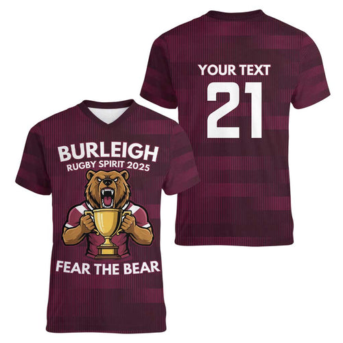 Pride of Burleigh Rugby Spirit Custom Women V-Neck T-Shirt Queensland Grand Final Edition 2025 - Aussie Hoodie