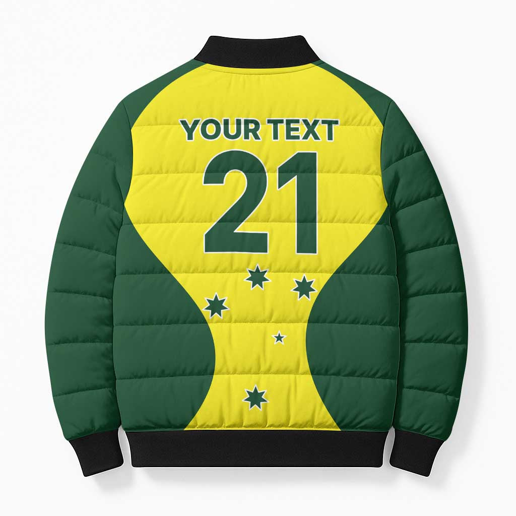 Custom Australia Cricket Spirit 2026 Bomber Puffer Jacket World T20 Edition - Aussie Hoodie