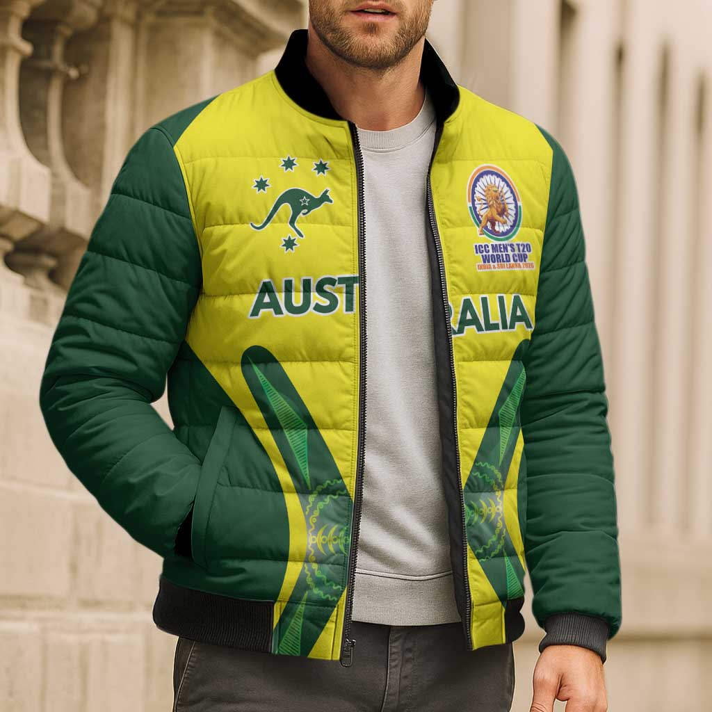 Custom Australia Cricket Spirit 2026 Bomber Puffer Jacket World T20 Edition - Aussie Hoodie