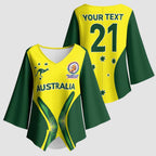 Custom Australia Cricket Spirit 2026 Kimono Sleeve Blouse World T20 Edition - Aussie Hoodie