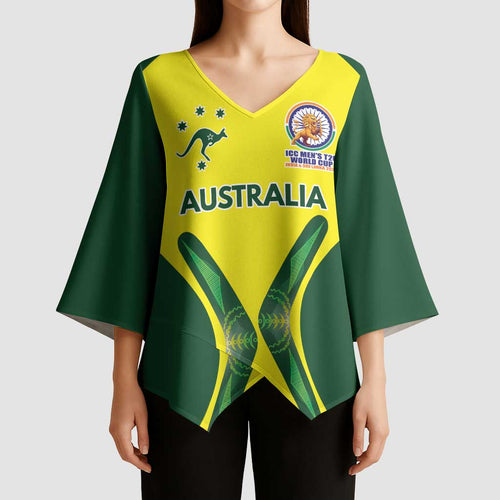 Custom Australia Cricket Spirit 2026 Kimono Sleeve Blouse World T20 Edition - Aussie Hoodie
