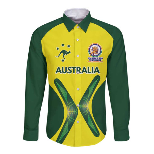Custom Australia Cricket Spirit 2026 Long Sleeve Button Shirt World T20 Edition - Aussie Hoodie