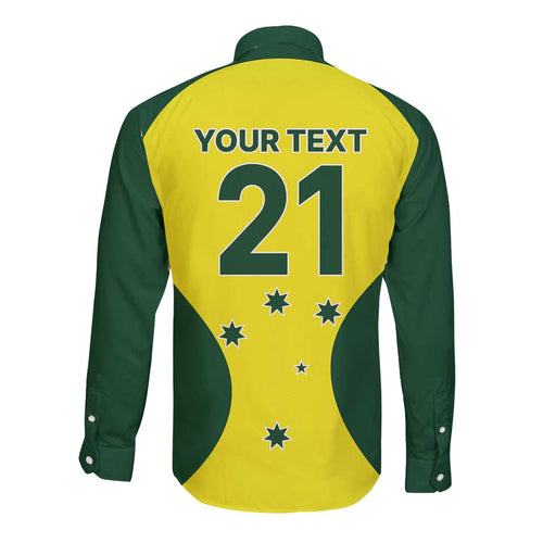 Custom Australia Cricket Spirit 2026 Long Sleeve Button Shirt World T20 Edition - Aussie Hoodie