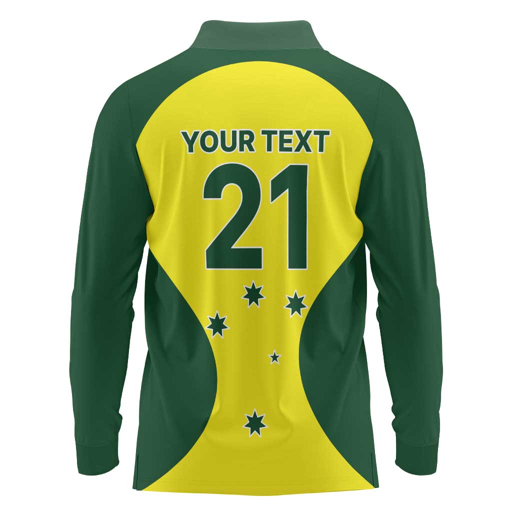 Custom Australia Cricket Spirit 2026 Long Sleeve Polo Shirt World T20 Edition - Aussie Hoodie