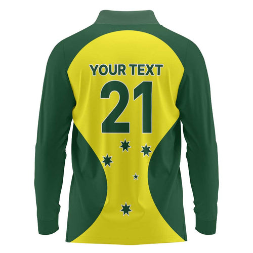 Custom Australia Cricket Spirit 2026 Long Sleeve Polo Shirt World T20 Edition - Aussie Hoodie