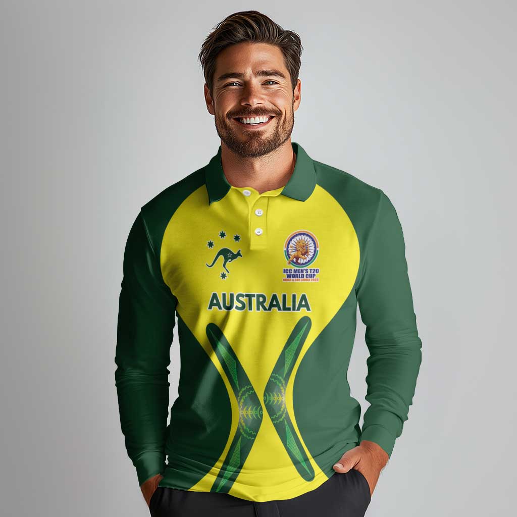 Custom Australia Cricket Spirit 2026 Long Sleeve Polo Shirt World T20 Edition - Aussie Hoodie