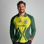 Custom Australia Cricket Spirit 2026 Long Sleeve Polo Shirt World T20 Edition - Aussie Hoodie
