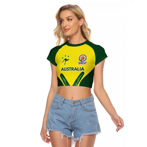 Custom Australia Cricket Spirit 2026 Raglan Cropped T Shirt World T20 Edition - Aussie Hoodie