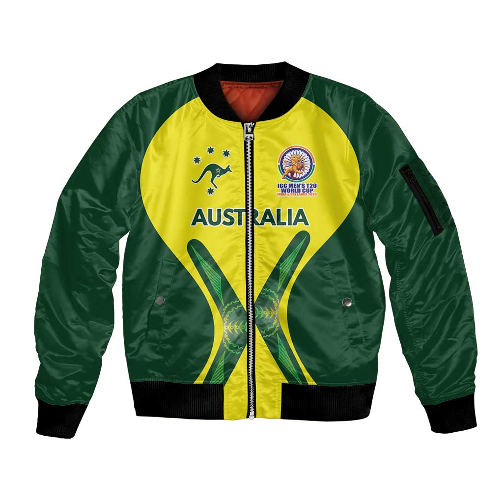 Custom Australia Cricket Spirit 2026 Sleeve Zip Bomber Jacket World T20 Edition - Aussie Hoodie