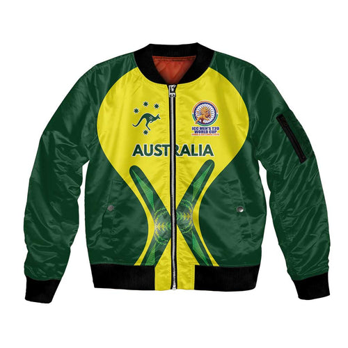 Custom Australia Cricket Spirit 2026 Sleeve Zip Bomber Jacket World T20 Edition - Aussie Hoodie
