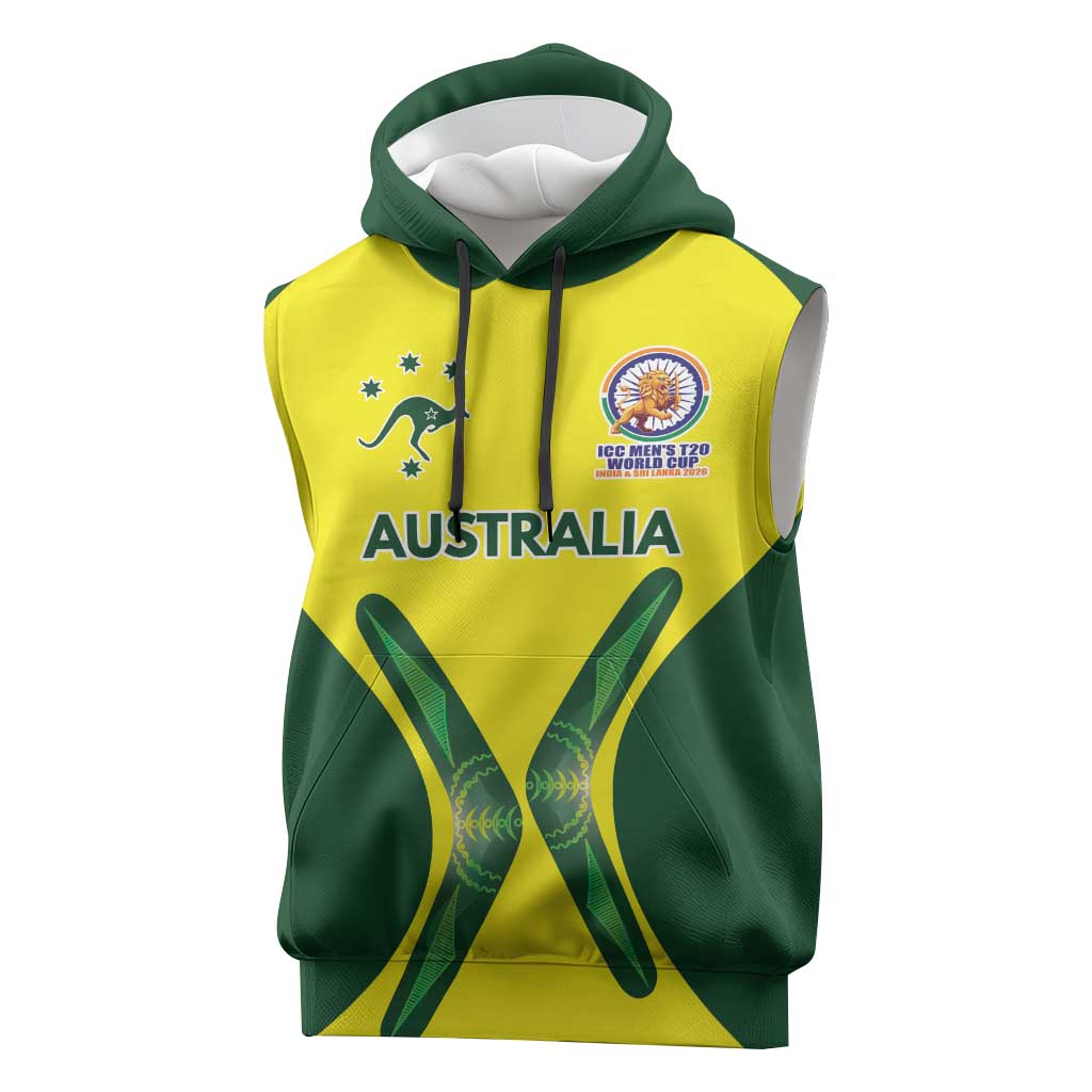 Custom Australia Cricket Spirit 2026 Sleeveless Hoodie World T20 Edition - Aussie Hoodie
