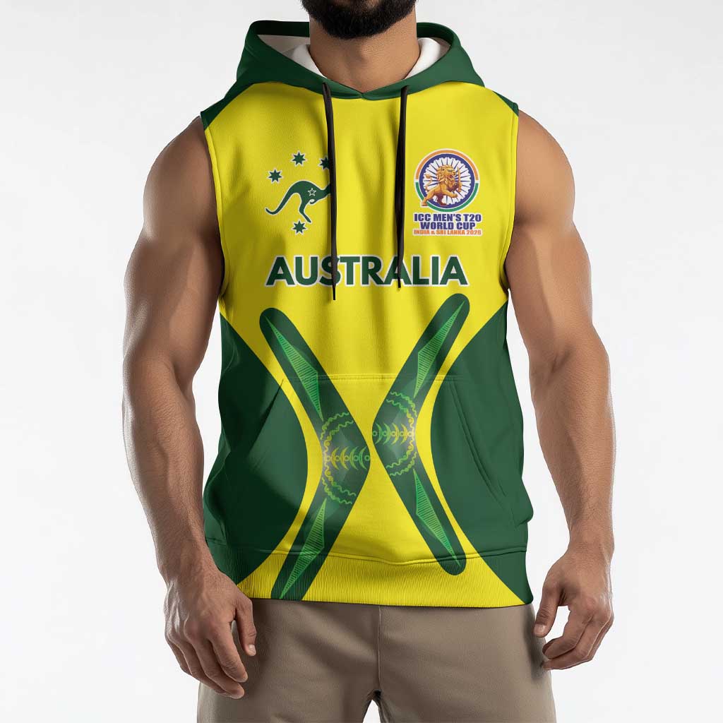 Custom Australia Cricket Spirit 2026 Sleeveless Hoodie World T20 Edition - Aussie Hoodie