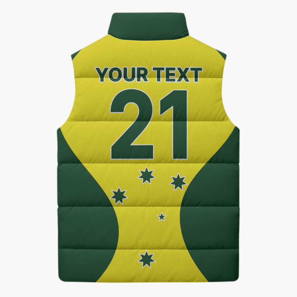 Custom Australia Cricket Spirit 2026 Sleeveless Puffer Jacket World T20 Edition - Aussie Hoodie