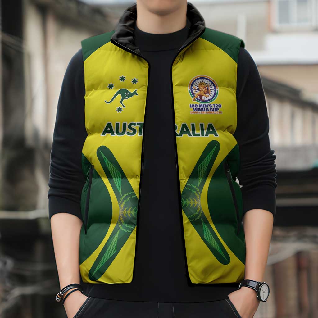 Custom Australia Cricket Spirit 2026 Sleeveless Puffer Jacket World T20 Edition - Aussie Hoodie