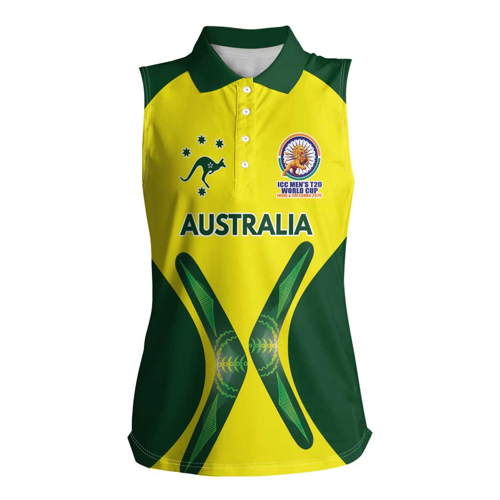 Custom Australia Cricket Spirit 2026 Women Sleeveless Polo Shirt World T20 Edition - Aussie Hoodie