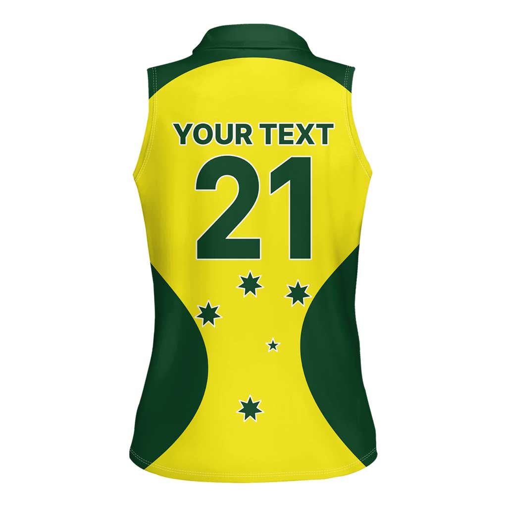 Custom Australia Cricket Spirit 2026 Women Sleeveless Polo Shirt World T20 Edition - Aussie Hoodie