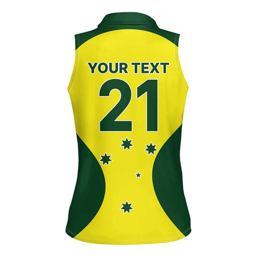 Custom Australia Cricket Spirit 2026 Women Sleeveless Polo Shirt World T20 Edition - Aussie Hoodie