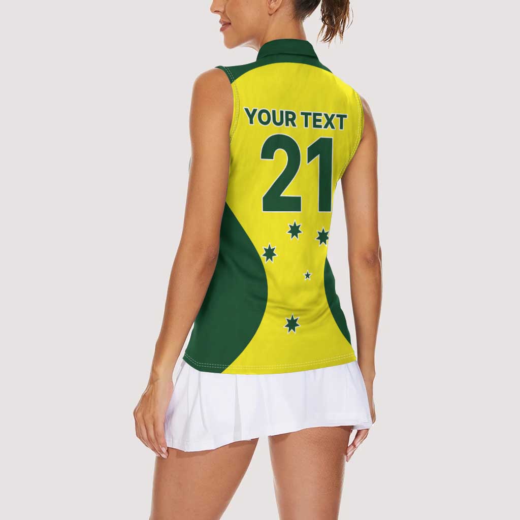Custom Australia Cricket Spirit 2026 Women Sleeveless Polo Shirt World T20 Edition - Aussie Hoodie